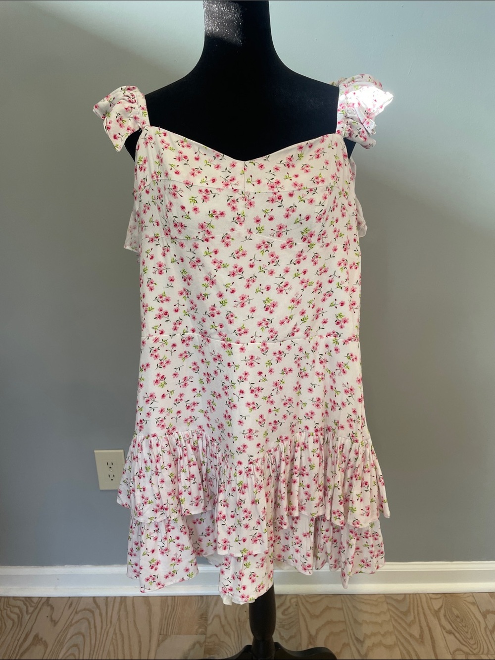 Summer Floral Ruffle skort dress - Pink and White large new